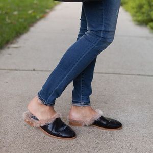 Zara faux fur leather slides